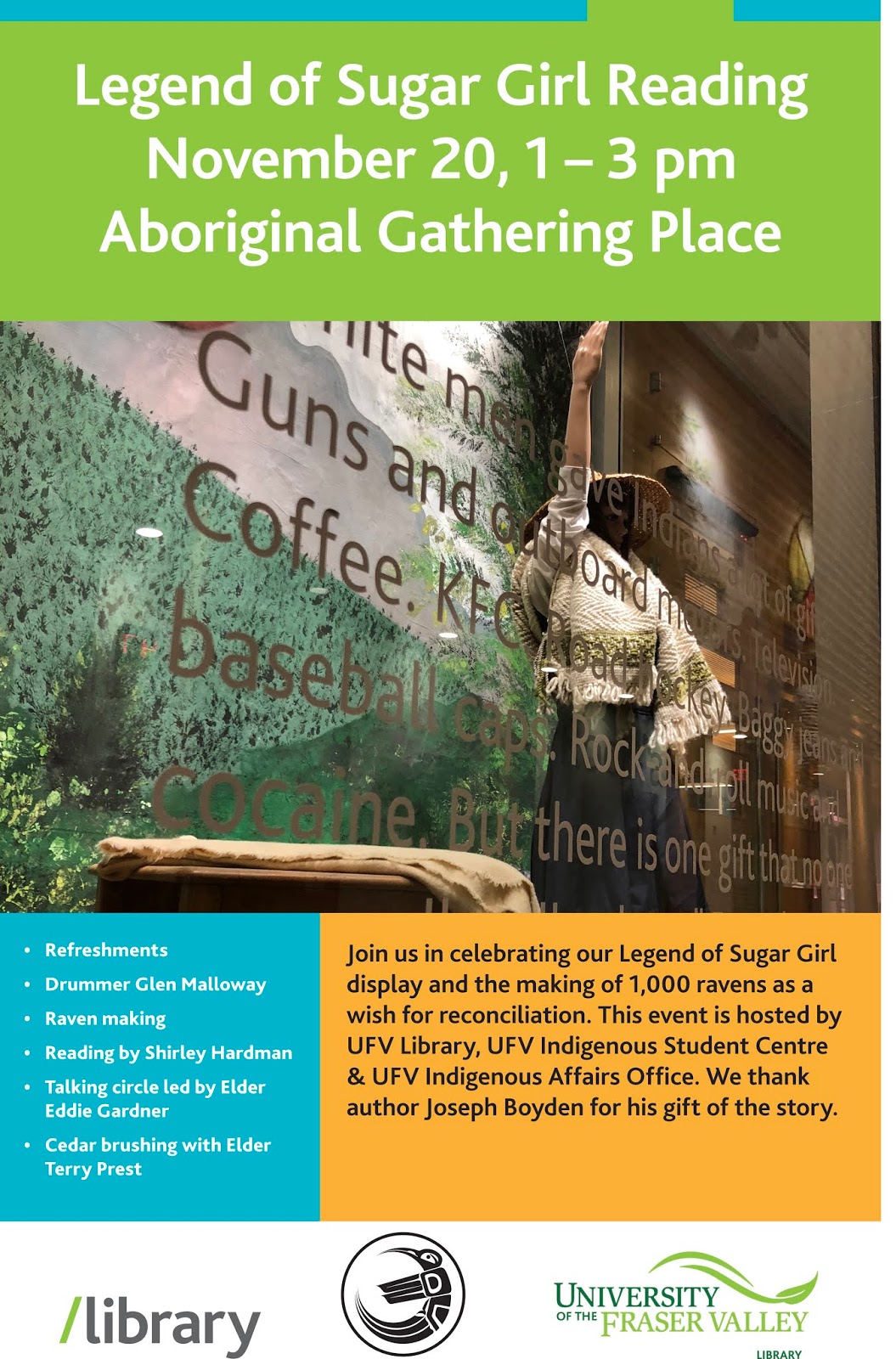 What's New in the UFV Library? Legend of Sugar Girl Reading, Tuesday