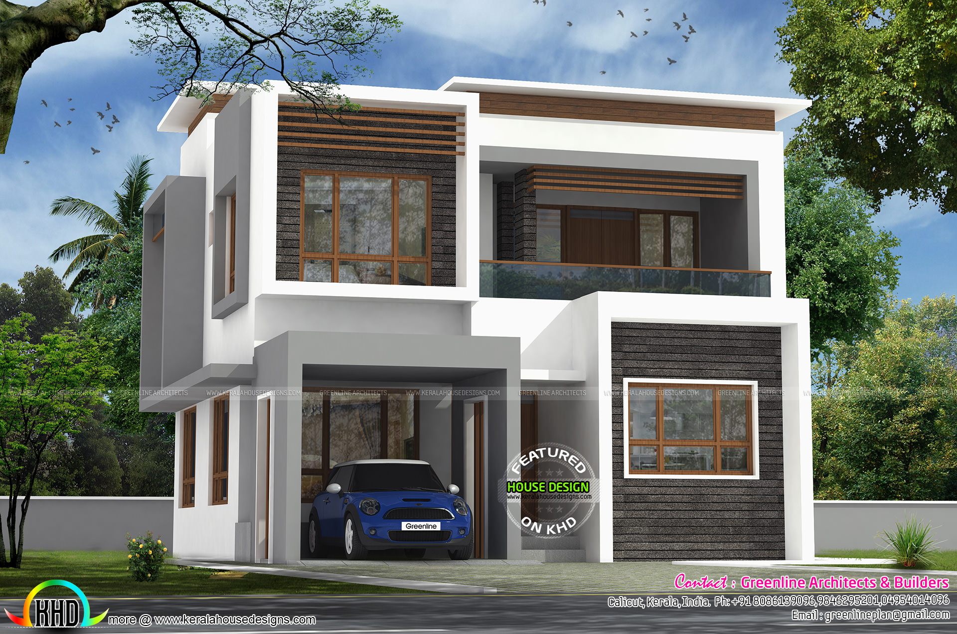 3 bedroom 40x50 modern house architecture - Kerala home design and