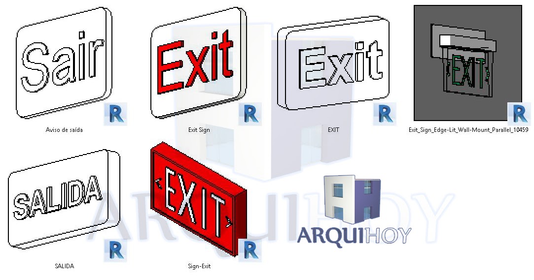 Familia Señalizacion Salida / Family Signaling Exit (RFA) | ArquiHoy-Revit