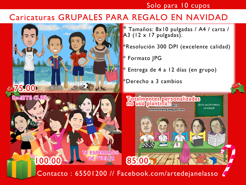 Caricaturas personalizadas para regalo de navidad (en Panamá) | Dibujos