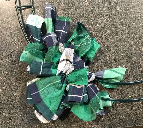 DIY St. Patrick's Day Green Plaid Rag Wreath 