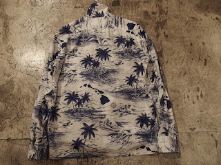 Engineered Garments classic shirt in white with navy surf print
