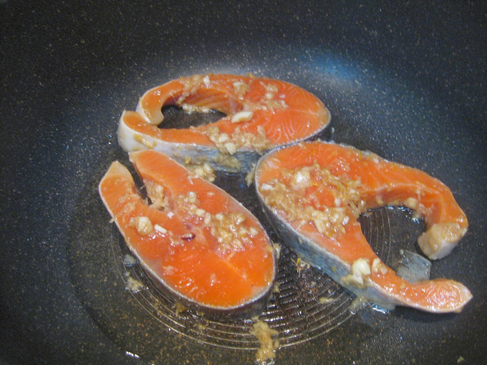TO INDULGE ONESELF................. Ginger Garlic Pan fry salmon steak