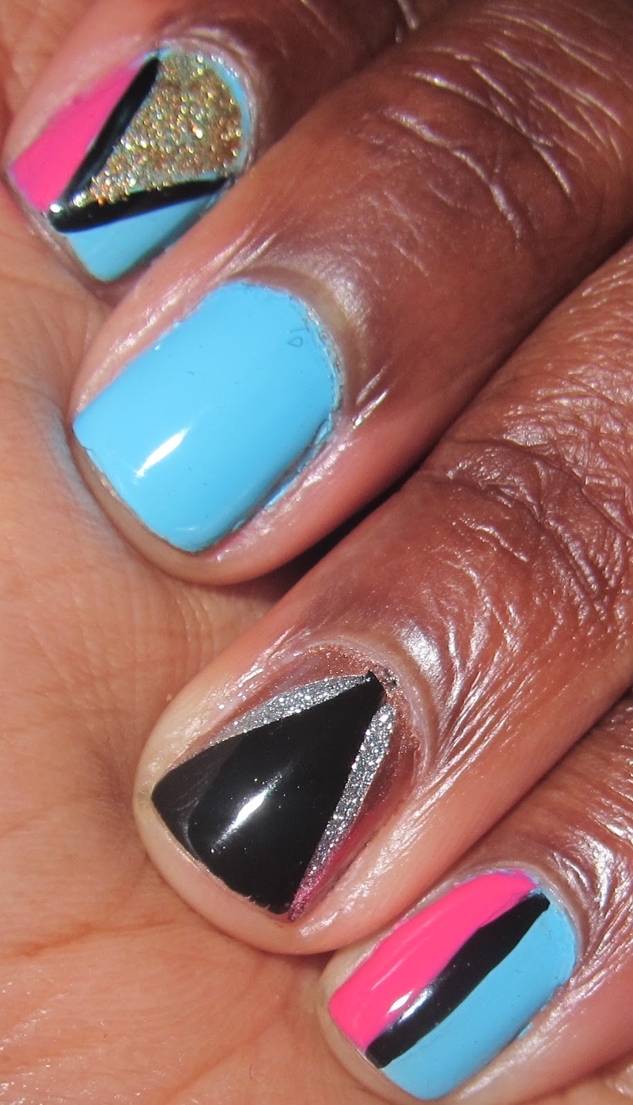 Kikistyles: Nails of the Week: Living Color Inspired Tri-Accent Nails