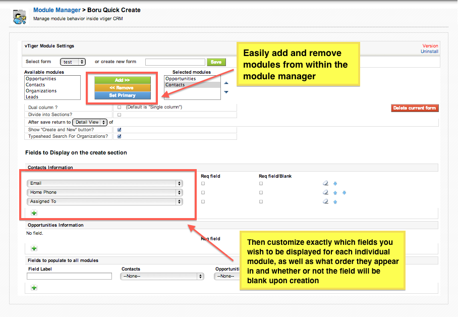 vTiger Blog: Quick Create Forms Module