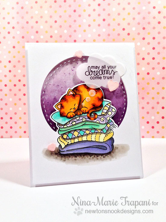 Dreaming Kitty Card by Nina-Marie Trapani | Newton's Naptime Stamp set by Newton's Nook designs