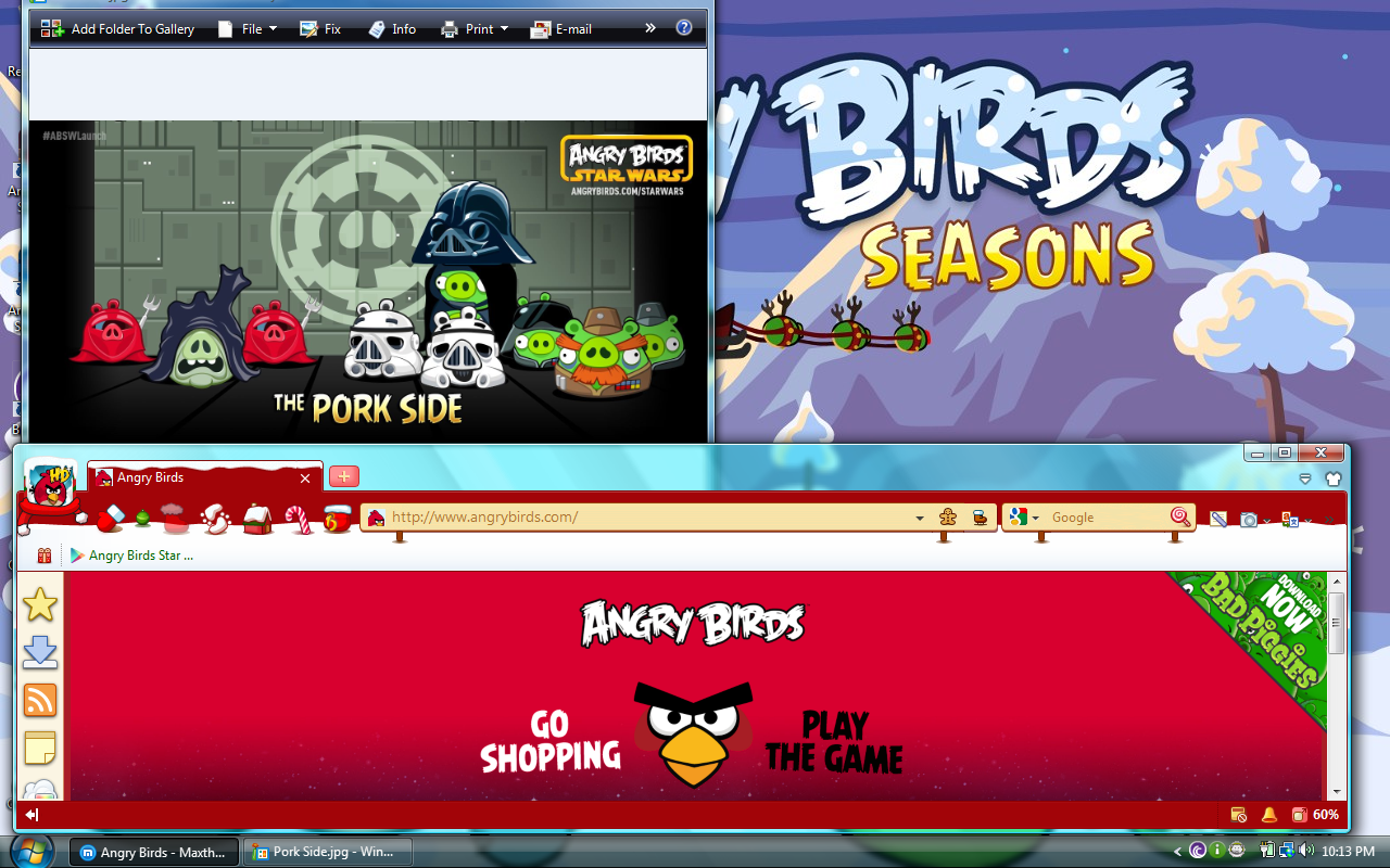 Angry Birds Seasons Christmas Windows Vista Theme | Angry Birds Friends