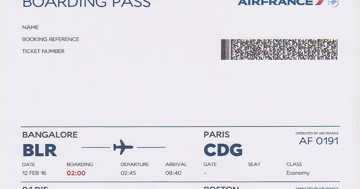 The traveler's drawer AIR FRANCE. Boarding Pass for the flights AF