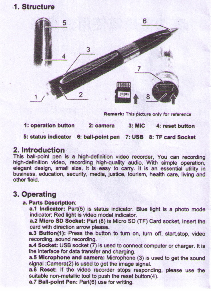 FAMILY HISTORY CHANNEL : HD Ballpoint Pen Video Recorder Manual