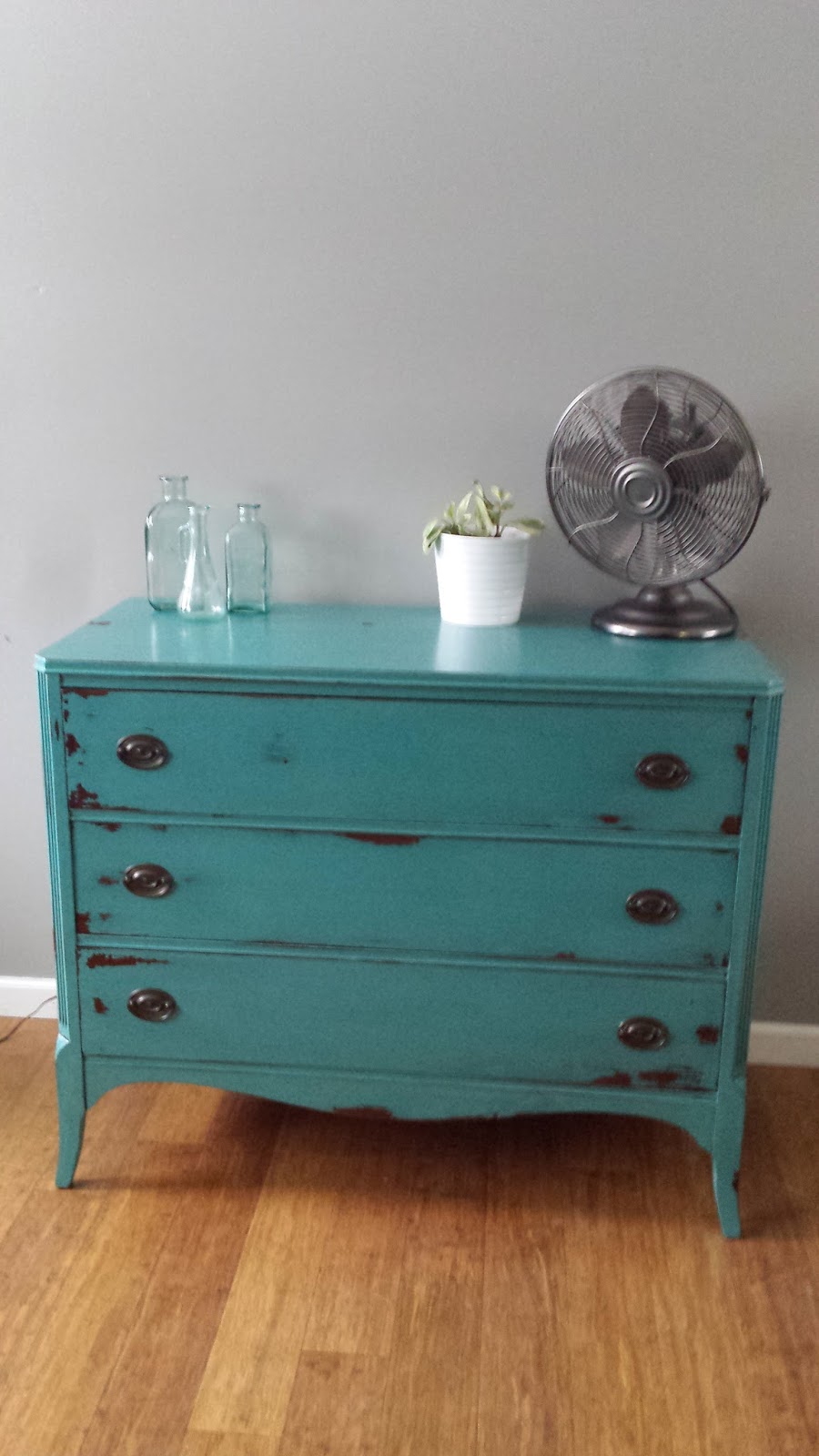 Lilly's Home Designs Teal Turquoise Vintage Hepplewhite Dresser Makeover