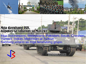 UPDATE: Foreign ISIS Fighters Seen and Killed In Marawi Are Identified UPDATE: June 4, 2017 Defense Sec. Delfin Lorenzana has confirmed that eight of the more than 100 ISIS fighters in Marawi City are foreign nationals. Lorenzana said they include two Saudi nationals, two Malaysians, two Indonesians, one Yemeni and one from Chechnya. Lorenzana further said, Presidential Adviser for Mindanao Affairs Abdul Khayr Alonto have the names and identities of the foreign nationals who are believed to be members of the international terrorist group ISIS. The names will not be published until the operations in Marawi is over. Most of the slain fighters in Marawi, members of the Maute terror group are from Sulu, Basilan, Zamboanga area. UPDATE: June 1, 2017 At least eight foreign terrorists have been killed in besieged Marawi City as residents reported seeing "foreign-looking" fighters joining gunfights against state forces, Defense Secretary Delfin Lorenzana said Thursday. Lorenzana said the military has so far identified 2 Malaysians, 2 Saudis, 2 Indonesians, a Yemeni, and a Chechen as among those killed in the siege, which started Tuesday last week. “The report we got from the civilians from Marawi is they saw a lot of foreign-looking fighters,” the defense chief said. Lorenzana said 95 terrorists have been killed in the clashes, with 33 already identified. The defense chief said foreigners who were fighting alongside local terror groups Maute and Abu Sayyaf could have entered the country through the southern backdoor. A Reuters report quoted a Philippine intelligence source as saying that of the 400-500 marauding fighters who overran Marawi City, as many as 40 had recently come from overseas, including from countries in the Middle East. The source said they included Indonesians, Malaysians, at least one Pakistani, a Saudi, a Chechen, a Yemeni, an Indian, a Moroccan and one man with a Turkish passport. Original Post: The Philippine military chief says three Malaysians, an Indonesian, and possibly Arab fighters have been killed in a southern city that armed groups planned to burn entirely in an audacious plot to project the lethal influence of ISIL. At a news briefing, Brigadier-General Restituto Padilla said “There are... Malaysians, Singaporeans... We are continuously verifying that there have been a number of them who have been killed.” Meanwhile, General Eduardo Año told The Associated Press in an interview that the military has made advances in containing the week-long siege of Marawi city. He said a top Filipino fighter is believed to have been killed and the leader of the attack was wounded. Año said the group plotted to set Marawi ablaze and kill as many Christians in nearby Iligan city on Ramadan to mimic the violence seen by the world in Syria and Iraq. The army insists the drawn-out fight is not a true sign of the group's strength, and the military has held back to spare civilians' lives. "They are weak," Año said of the gunmen, speaking at a hospital where wounded soldiers were being treated. "It's just a matter of time for us to clear them from all their hiding places." He said the military had cleared 70 percent of the city by doing house-to-house operation. The remaining fighters were reportedly isolated. Still, the fighters have turned out to be remarkably well-armed and resilient. Attack helicopters were streaking low over Marawi on Monday, firing rockets at hideouts, as heavily armed soldiers went house to house. The gunmen have held the Philippine army at bay, burning buildings, taking at least a dozen hostages and sending tens of thousands of residents fleeing. Año said Tuesday that the commander, Isnilon Hapilon, is still hiding somewhere in the city. Authorities were working to confirm that another leader had been killed. President Rodrigo Duterte declared martial law in the south through mid-July after the fighters went on a deadly rampage in Marawi last week following an unsuccessful military raid to capture Hapilon. In recent years, small armed groups in the Philippines, Indonesia and Malaysia have begun unifying under the banner of Islamic State of Iraq and Syria (ISIS). Jose Calida, the top Philippine prosecutor, said last week that the violence on the large southern island of Mindanao "is no longer a rebellion of Filipino citizens". Rohan Gunaratna, a security expert at Singapore's S Rarajatnam School of International Studies, said ISIL and the smaller regional groups are working together to show their strength and declare a Philippine province part of the caliphate that ISIL says it created in the Middle East. He said the fighting in Marawi, along with smaller battles elsewhere in the southern Philippines, may be precursors to declaring a province, which would be "a huge success for the terrorists". Analysts have warned that as ISIL is weakened in Syria and Iraq, battered by years of American-led attacks, Mindanao could become a focal point for regional fighters. Civilians trapped in Marawi as battle against ISIL-linked fighters intensifies Southeast Asian fighters fleeing the Middle East "could look to Mindanao to provide temporary refuge as they work their way home", said a report late last year by the Jakarta-based Institute for Policy Analysis of Conflict, predicting a high risk of regional violence. Marawi is regarded as the heartland of the Islamic faith on Mindanao island. Muslim rebels have been waging a separatist rebellion in the south of the predominantly Roman Catholic nation for decades. The largest armed group dropped its secessionist demands in 1996, when it signed an autonomy deal with the Philippine government. Amid continuing poverty and other social ills, restiveness among minority Muslims has continued. Hapilon, an Islamic preacher and former commander of the Abu Sayyaf, pledged allegiance to ISIS in 2014. He now heads an alliance of at least 10 smaller groups, including the Maute. Acmad Aliponto, a 56-year-old court sheriff who decided not to flee the city, said while the fighters were well-armed, he believes they have little local support, and that the recent violence could turn more people against them. "In the end their relatives and everyday people may be the ones who will kill them," he said. "Look at what they did. So many were affected."