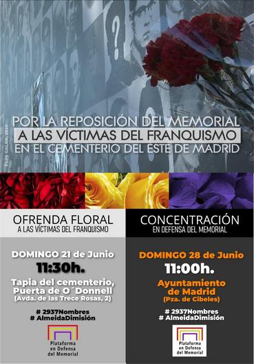 Actos en favor de la reposición del memorial a las víctimas del franquismo en el cementerio del Este de Madrid