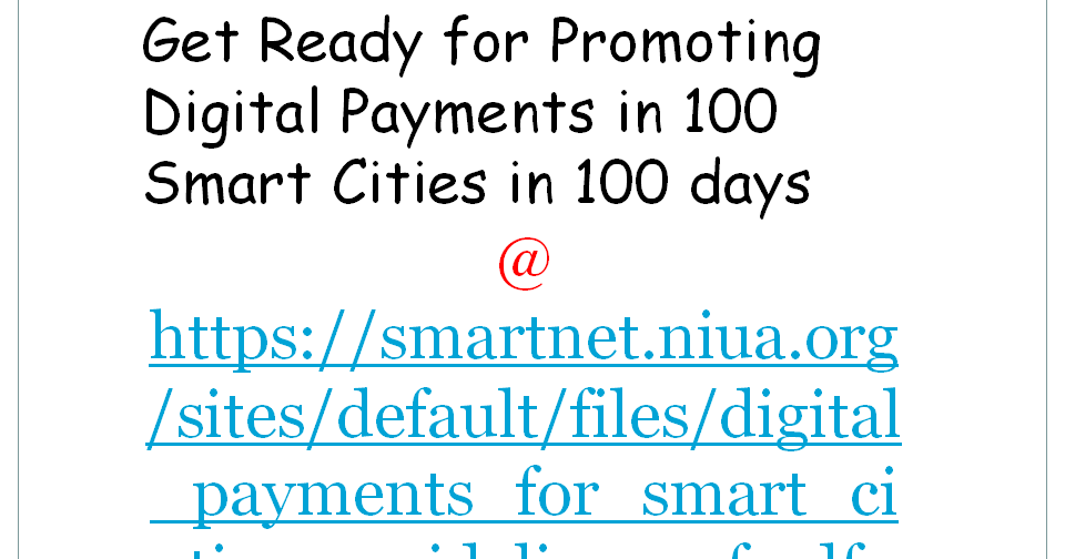  Get Ready For Promoting Digital Payments In 100 Smart Cities In 100 Days
