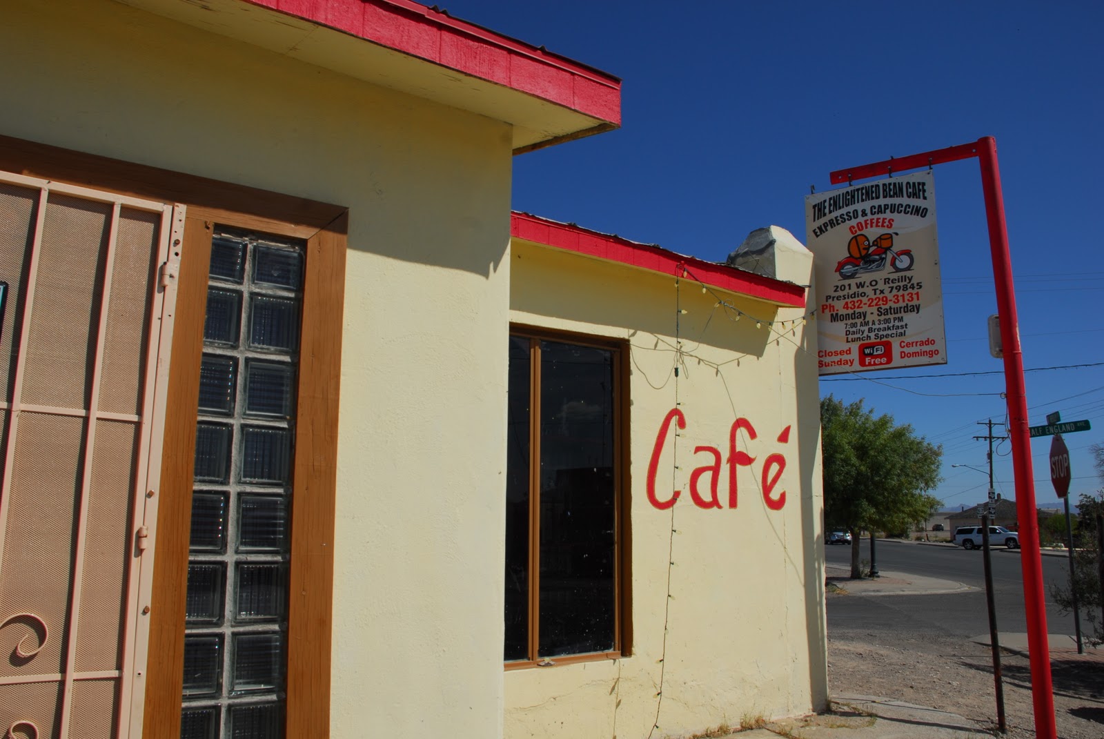 Texas Mountain Trail Daily Photo Presidio's Enlightened Bean Cafe and