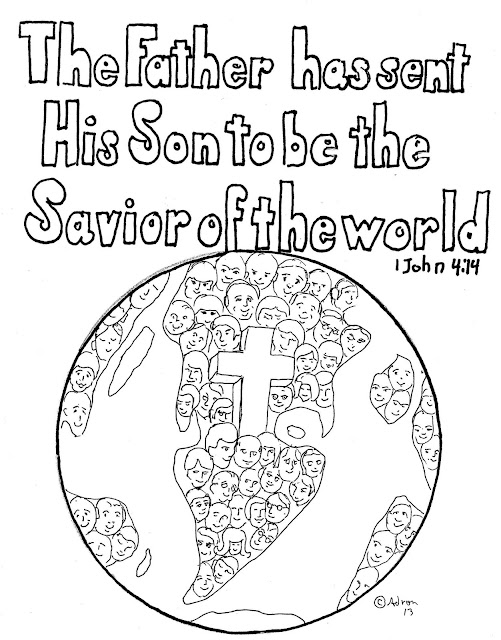 Coloring Pages for Kids by Mr. Adron: 1 John 4:14 Free Print And Color