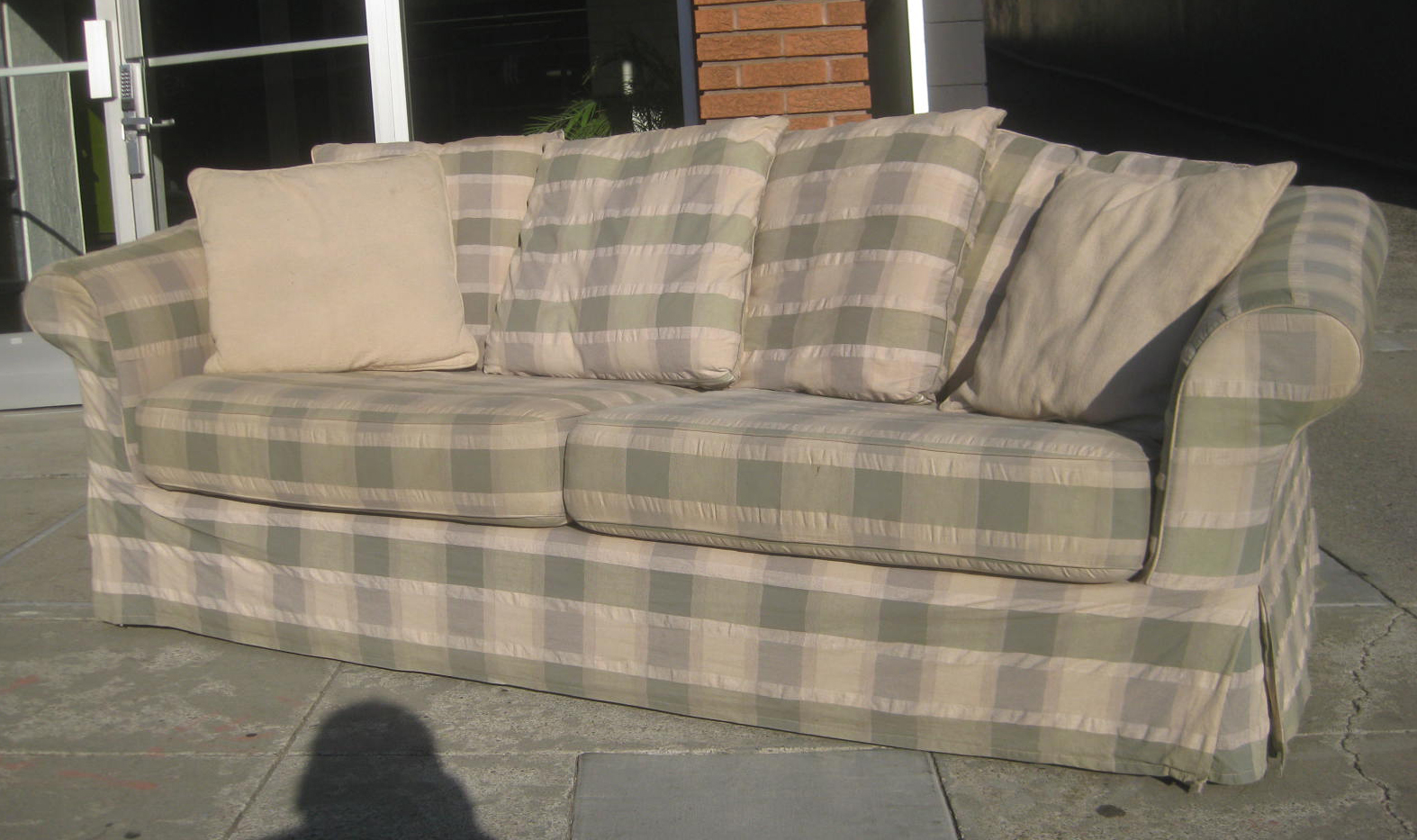UHURU FURNITURE & COLLECTIBLES SOLD Plaid Sofa 50