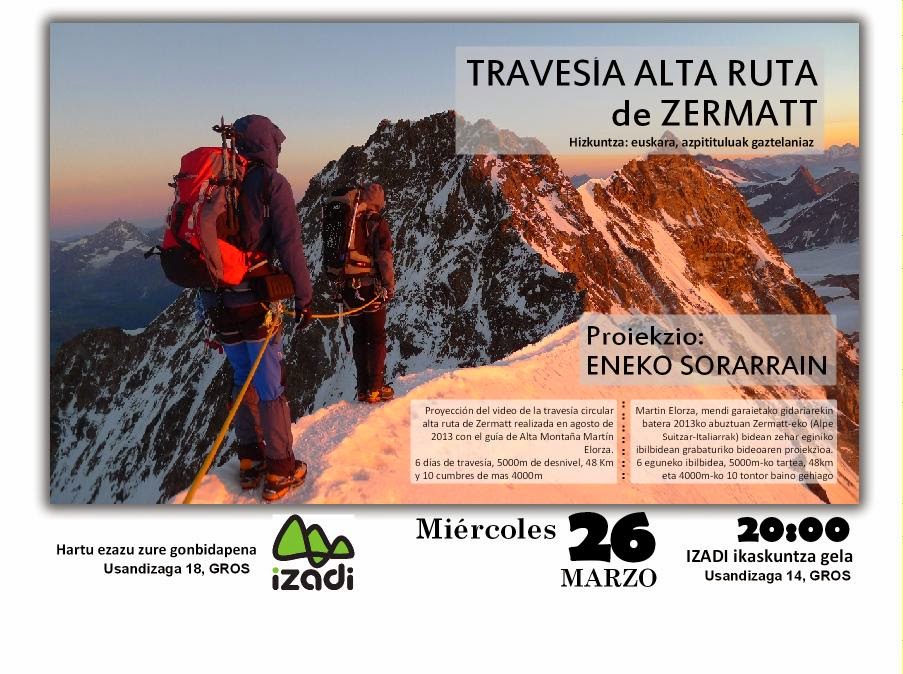 Proyeccion Alta ruta de zermatt (Alpes Suizos)