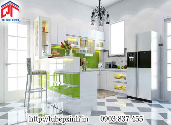 Top 5 mẫu tủ bếp tiêu biểu tháng 10 Tủ bếp chữ U màu trắng