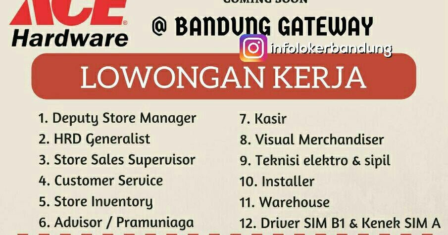 Lowongan Kerja Ace Hardware Walk In Interview Bandung Agustus 2017 Info Loker Bandung 2021