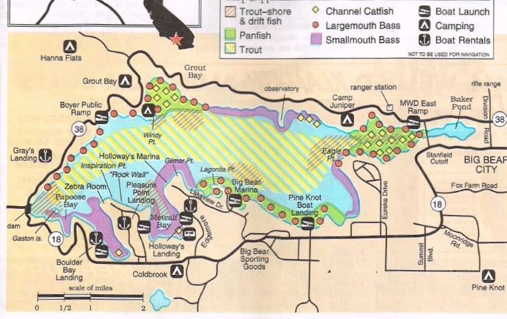 2023 Big Bear Free Fishing Map, Fishing Report, Hunting Clubs nearby