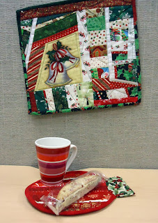 Mug rug and wall hanging in my office