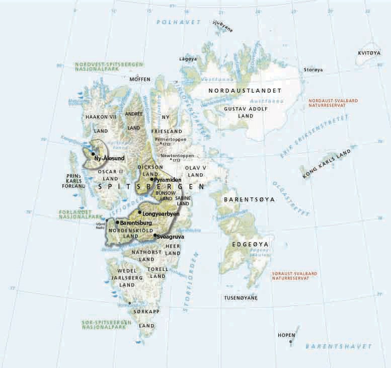 Mapas do Arquipélago de Svalbard | Noruega
