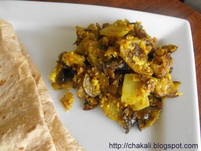 aloo baingan, vangi batata kachrya,  batata kachrya, eggplant stir fry, healthy cooking