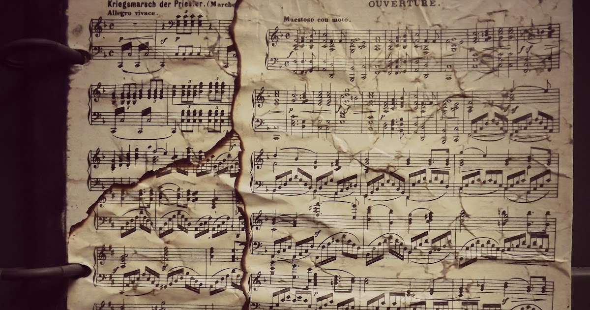 The Drawing Board: Sheet Music Decoupaged Notebook