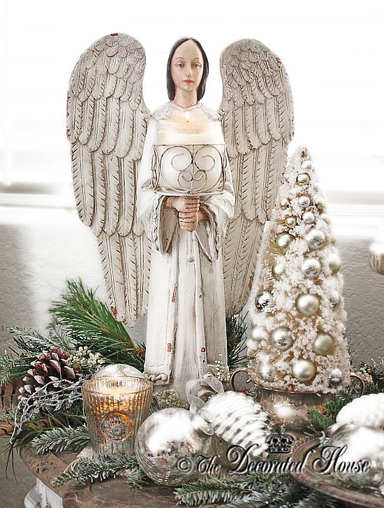 The Decorated House :: White Christmas - White Angel with Mercury Glass and Silver