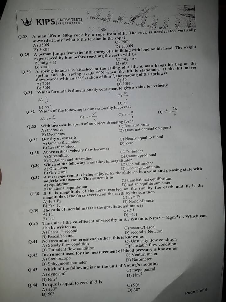 Fraz Mallick's Blog Medical and MCAT Stuff KIPS MCAT Physics Paper