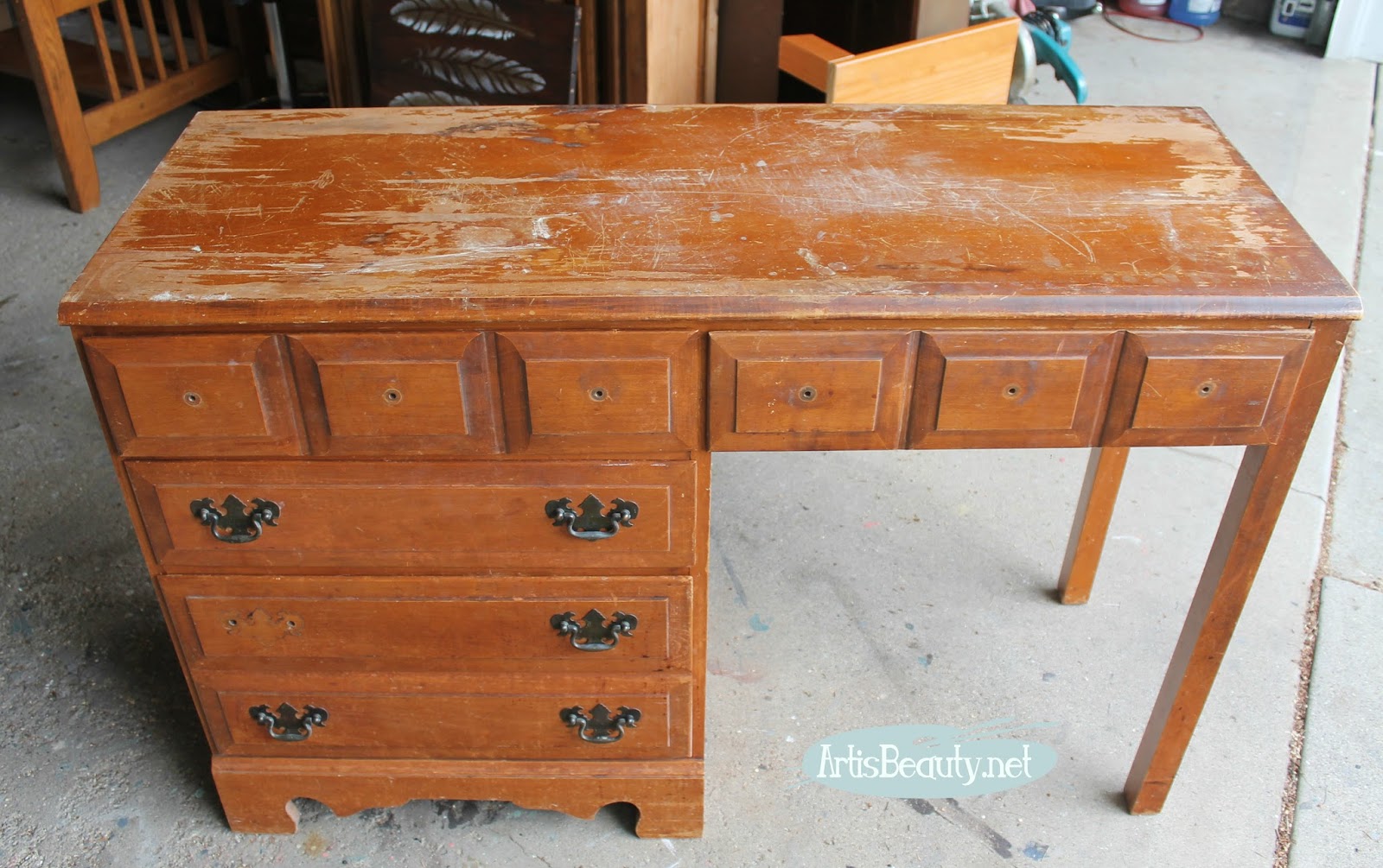 Art Is Beauty Gray And Copper Desk Makeover The Fab Furniture
