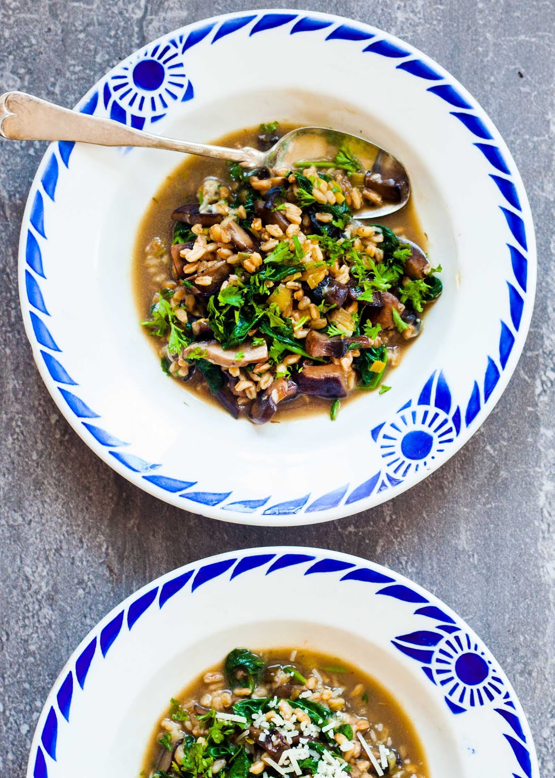 Farro, Mushroom, and Spinach Soup