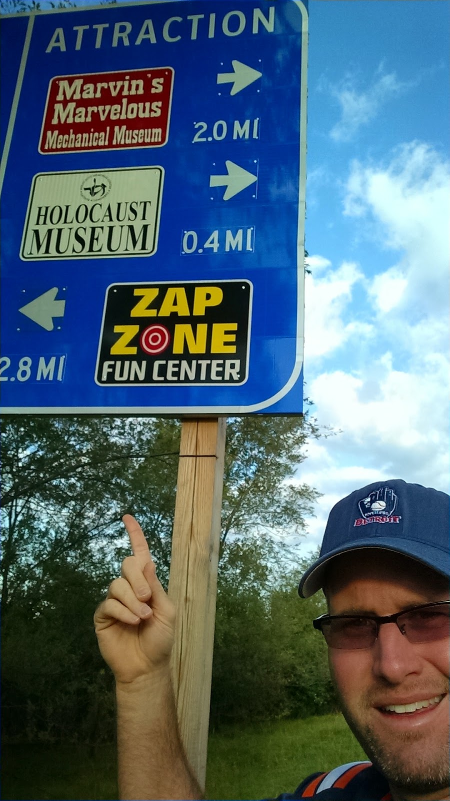 In Metro Detroit, a new highway sign puts the Holocaust Museum between two video arcade centers