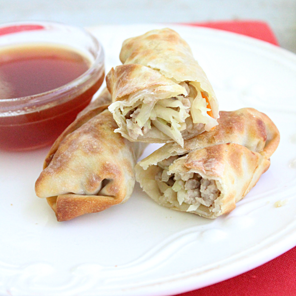 pork egg rolls with homemade sweet and sour sauce