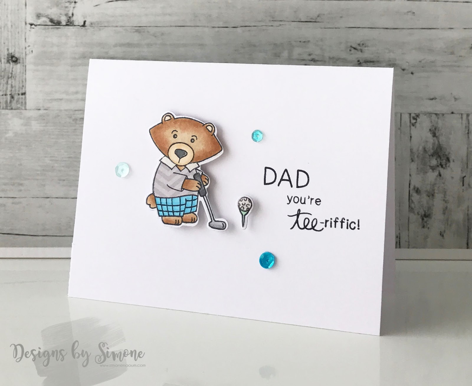 Tee-rific Dad Card by June Guest Designer Simone Naoum | Winston's Tee Time stamp set by Newton's Nook Designs #newtonsnok