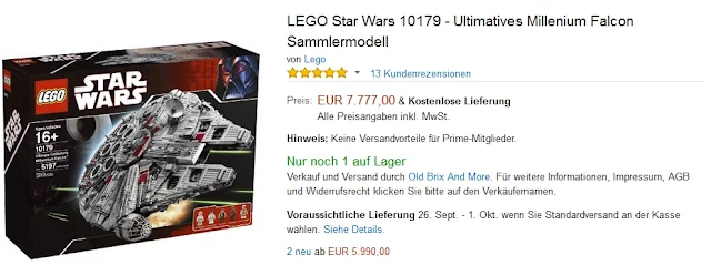 Das Amazon Angebot des Tages: LEGO Ultimatives Millenium Falcon Sammlermodell