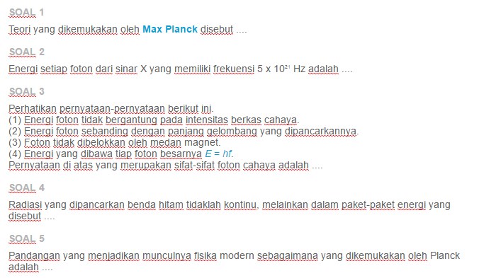Contoh Soal Teori Kuantum Max Planck Contoh Soal Teori Kuantum Max Planck