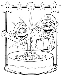 mario coloring pages happy birthday