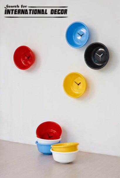 diy wall clock, cool wall clocks,creative wall clocks,bowls kitchen wall clock