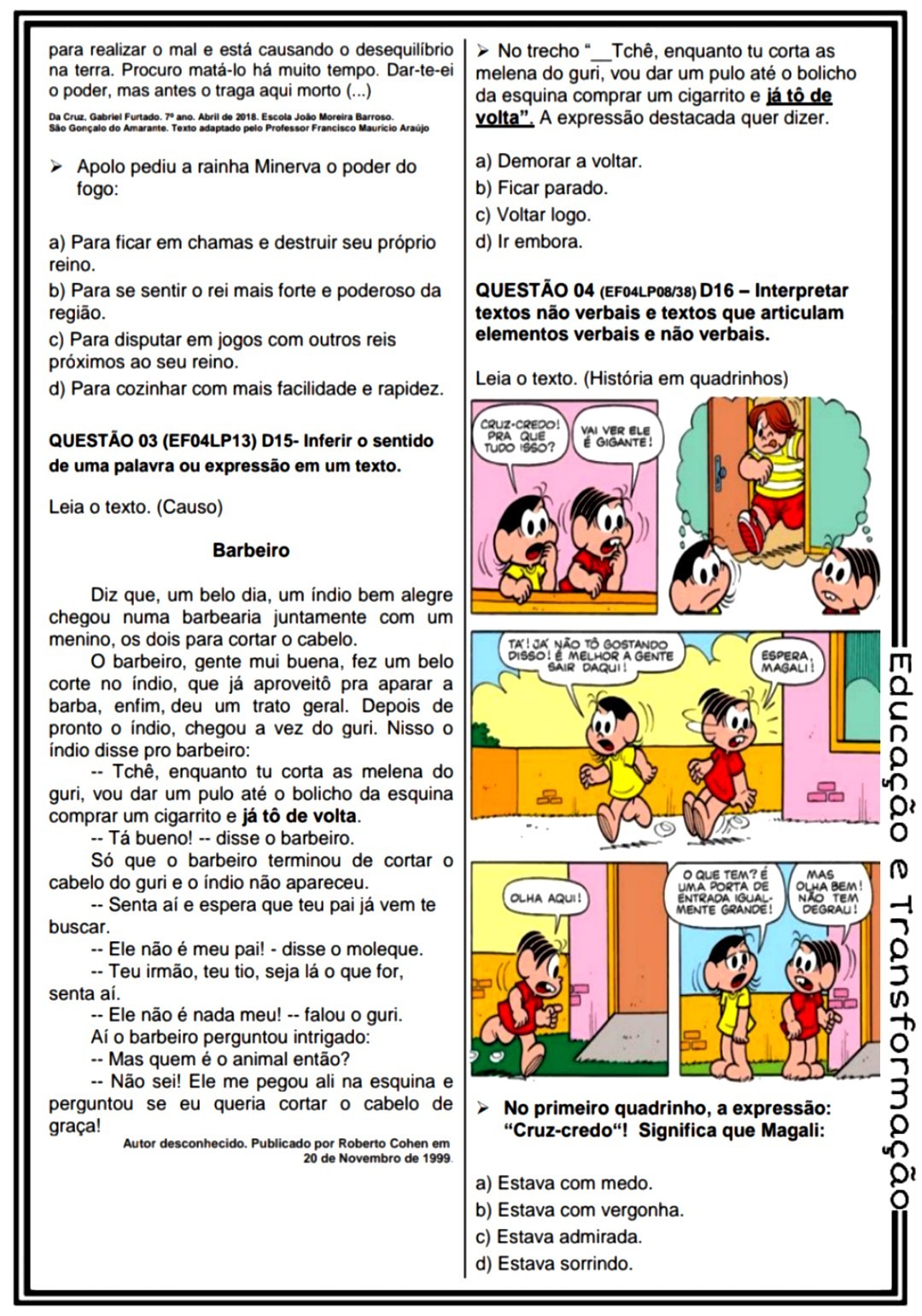 Blog Educação e Transformação: 👍 Apostila: 4° ano