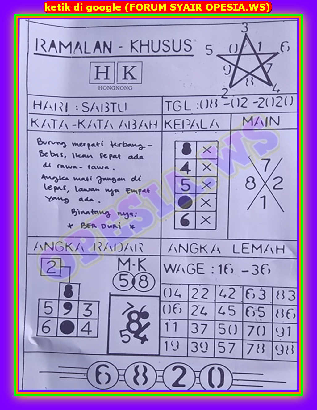 1 New Message Kode Syair Hongkong 8 Februari 2020 Forum Syair Togel Hongkong Singapura Sydney