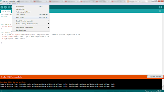 Arduino Experiments: LM35 and Graph plotting