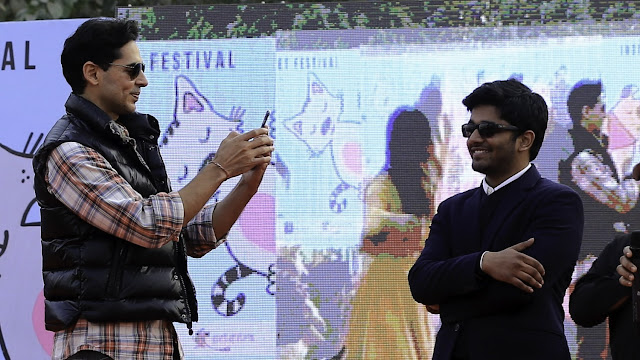 Actor Dino Morea clicking Akshay Gupta, Founder Pet Fed