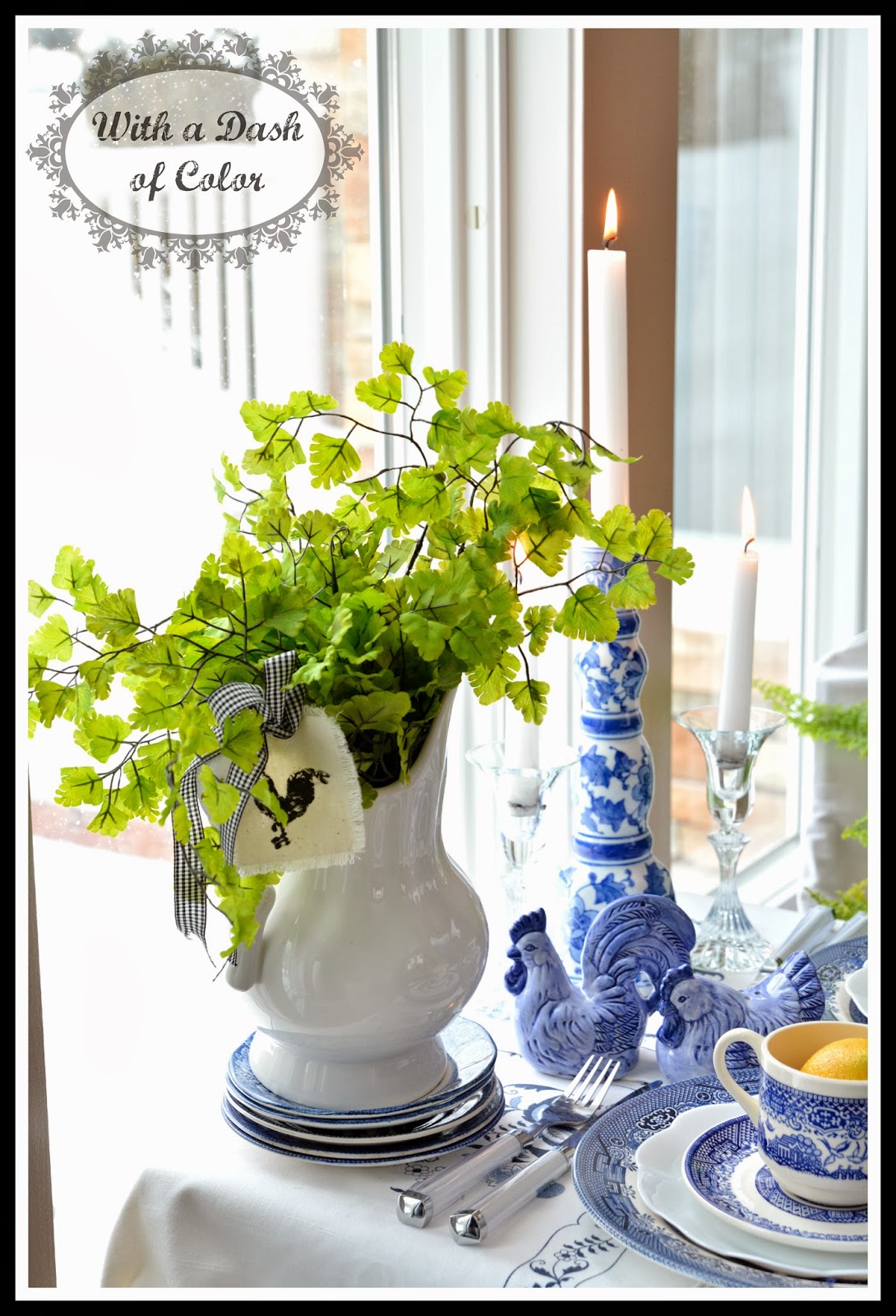 With a Dash of Color: Blue Willow Tablescape