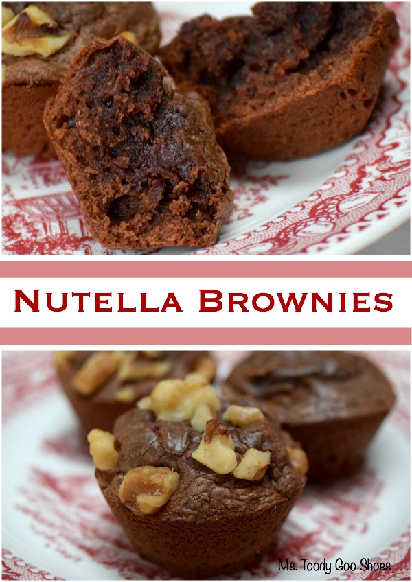 Nutella Brownies - Only 4 ingredients! Easiest bake-from-scratch recipe I've made...They take less than 5 minutes to prepare :) Ms. Toody Goo Shoes #Nutella