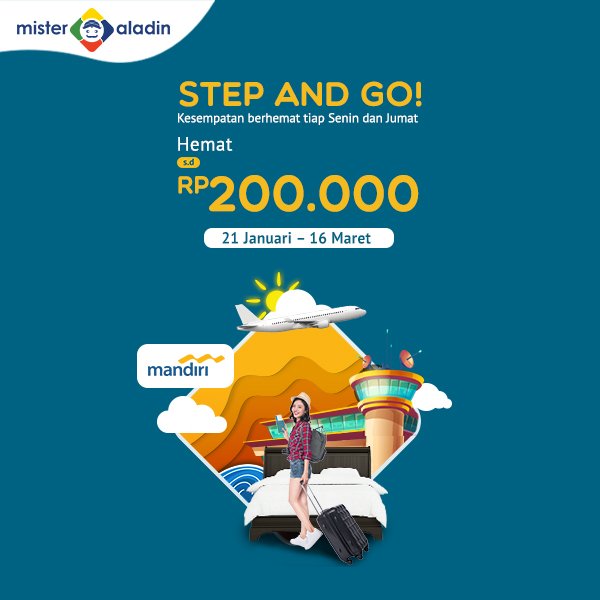 #MisterAladin - #Promo Diskon s.d 200K Hotel & Tiket Pesawat Tiap Senin & Jumat (s.d 16 Mar 2019) #MisterAladin - #Promo Diskon s.d 200K Hotel & Tiket Pesawat Tiap Senin & Jumat (s.d 16 Mar 2019)