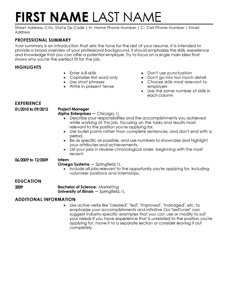 using in resumes