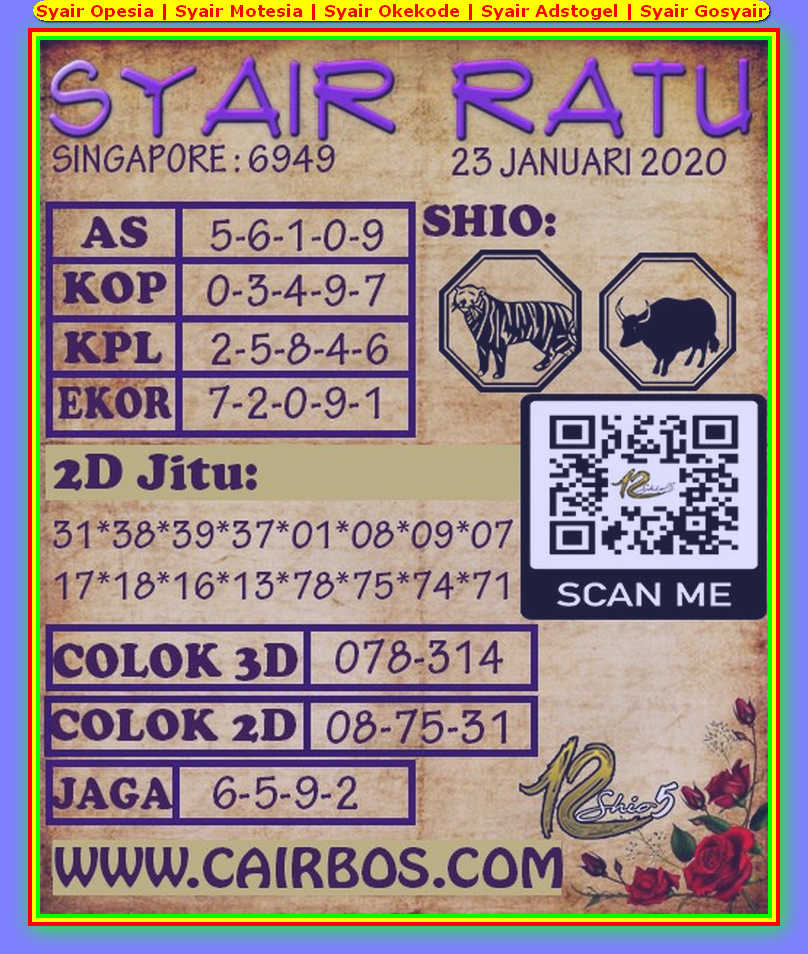 Syair singapore 23 Januari 2020 KODE SYAIR SGP SYAIR HK