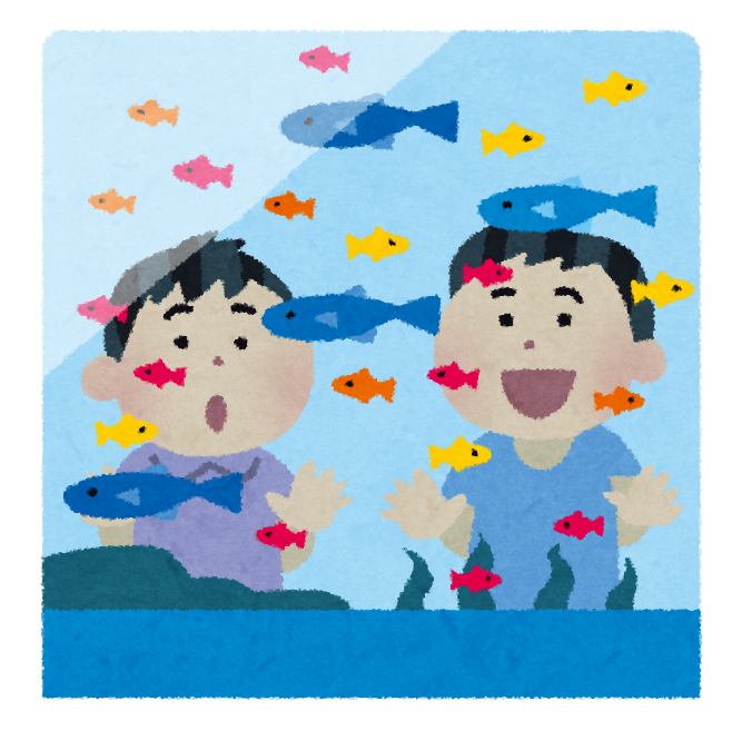 水槽の魚をみる子供のイラスト かわいいフリー素材集 いらすとや