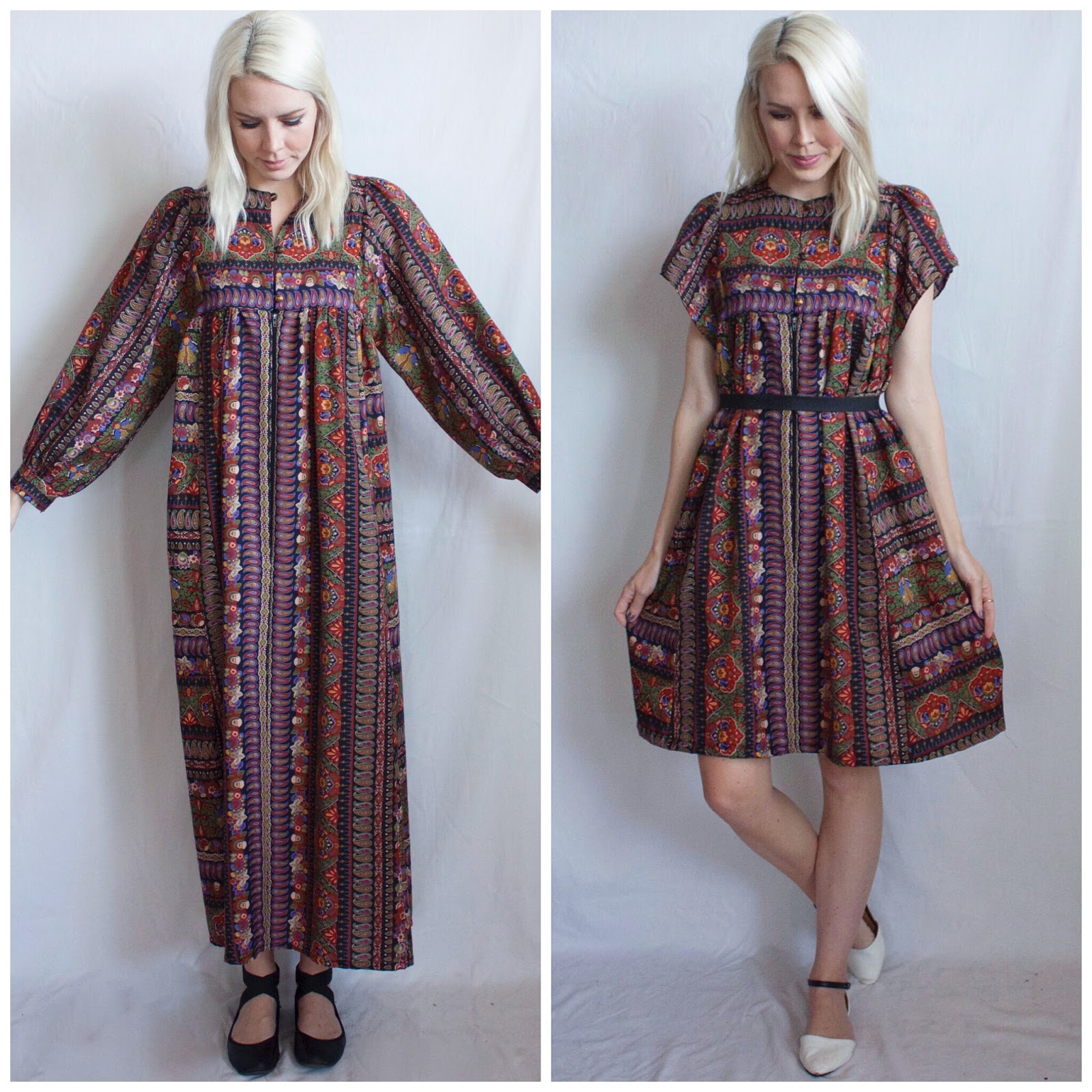 Refashion Co-op: Floral and Paisley Long Sleeve Dress Remake